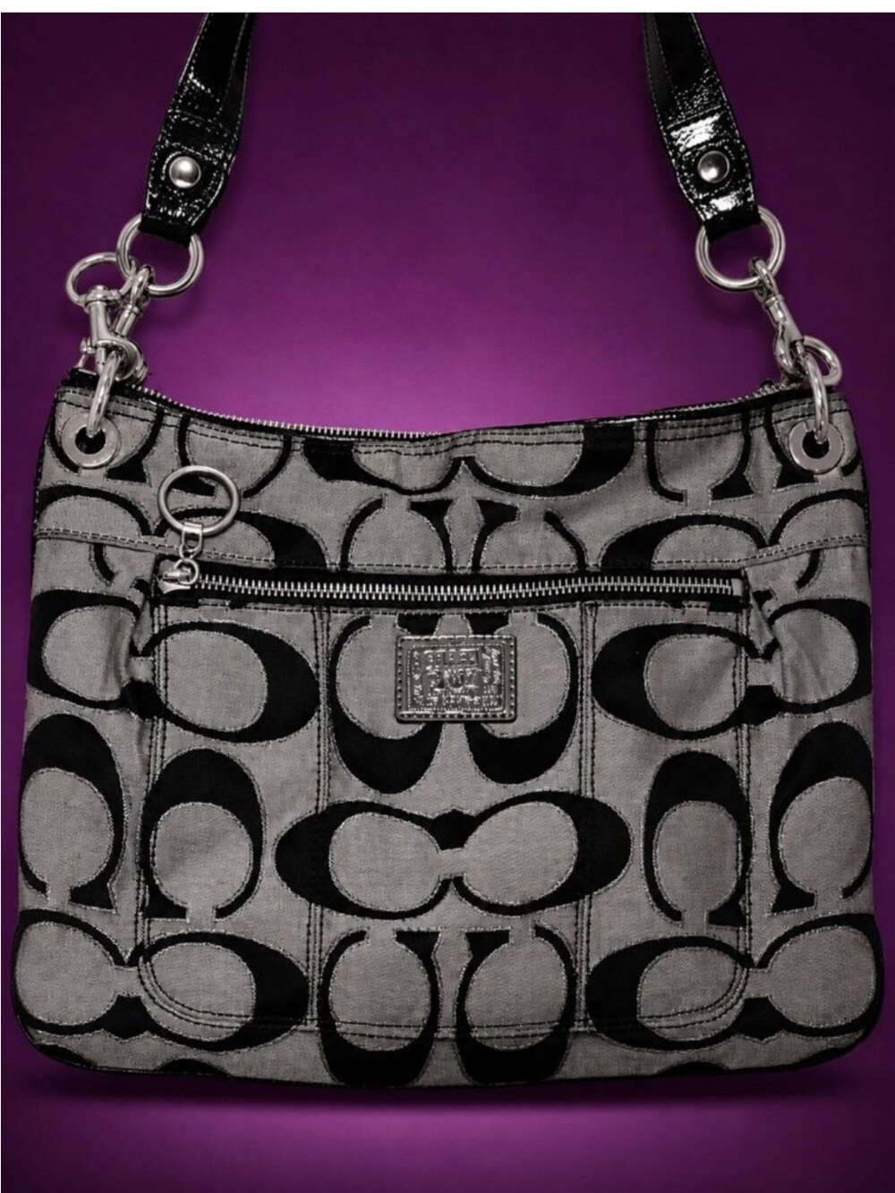 Coach Poppy Collectible Signature Jacquard Y2K Crossbody Multi Purple Lining EUC